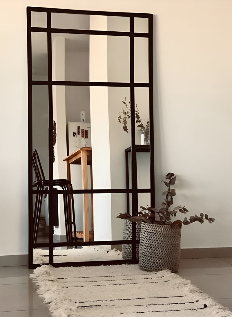 إي سمارت مرآة حائط كبيرة 80x180سم بإطار معدني أسود – مرآة ديكور مستطيلة بتصميم أنيق علي شكل نافذة لغرفة المعيشة وغرفة النوم ومدخل المنزل - Image 3