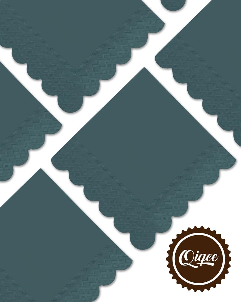 qiqee Dark Grayish Blue Cocktail Dinner Napkins 5x5inch Disposable Beverage Wedding  Birthday Party Dessert Wave Paper Napkins(120 Count) - Image 4