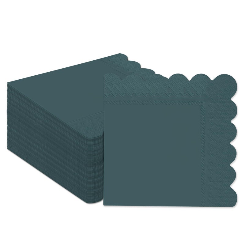 qiqee Dark Grayish Blue Cocktail Dinner Napkins 5x5inch Disposable Beverage Wedding  Birthday Party Dessert Wave Paper Napkins(120 Count) - Image 1