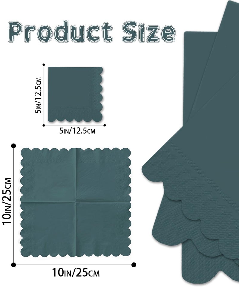 qiqee Dark Grayish Blue Cocktail Dinner Napkins 5x5inch Disposable Beverage Wedding  Birthday Party Dessert Wave Paper Napkins(120 Count) - Image 5