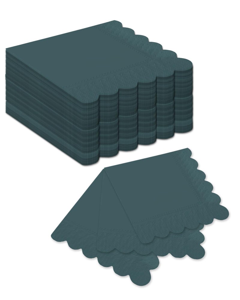 qiqee Dark Grayish Blue Cocktail Dinner Napkins 5x5inch Disposable Beverage Wedding  Birthday Party Dessert Wave Paper Napkins(120 Count) - Image 2