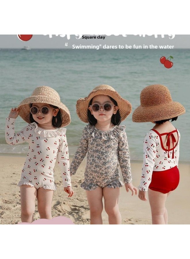 Generic Girls' Cute Cartoon Swimwear For Baby Girls Summer Backless Swimwear Children's Beach Clothes Trendy-Color:White Floral Swimsuit Suspender-Size:S（80-90）  - Image 2