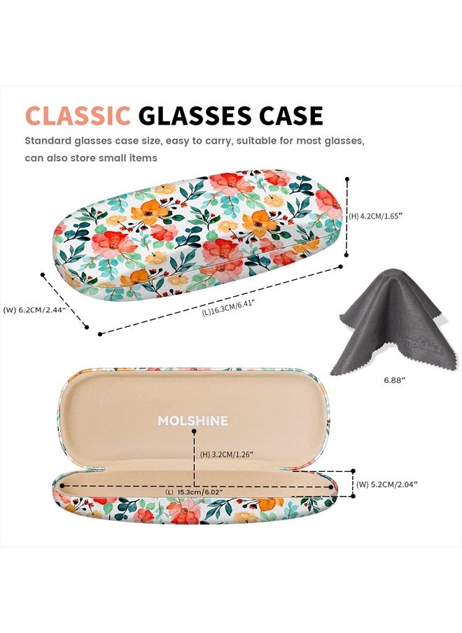 molshine - Hard Shell PU Leather Glasses Case,Travel Portable Eyeglass Case for Men Women Girl Travel Study Work (Flower) - Image 1