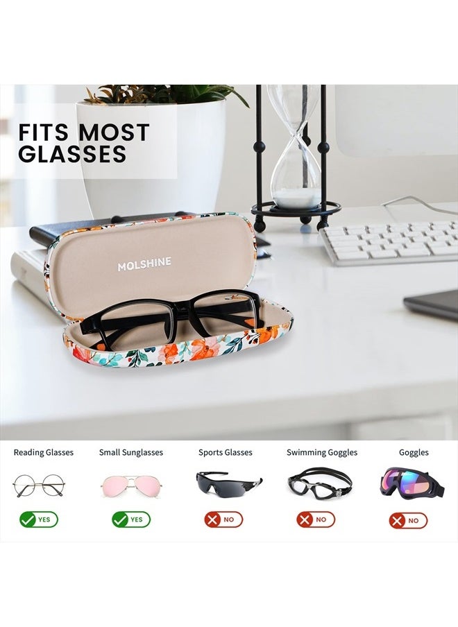 molshine - Hard Shell PU Leather Glasses Case,Travel Portable Eyeglass Case for Men Women Girl Travel Study Work (Flower) - Image 1