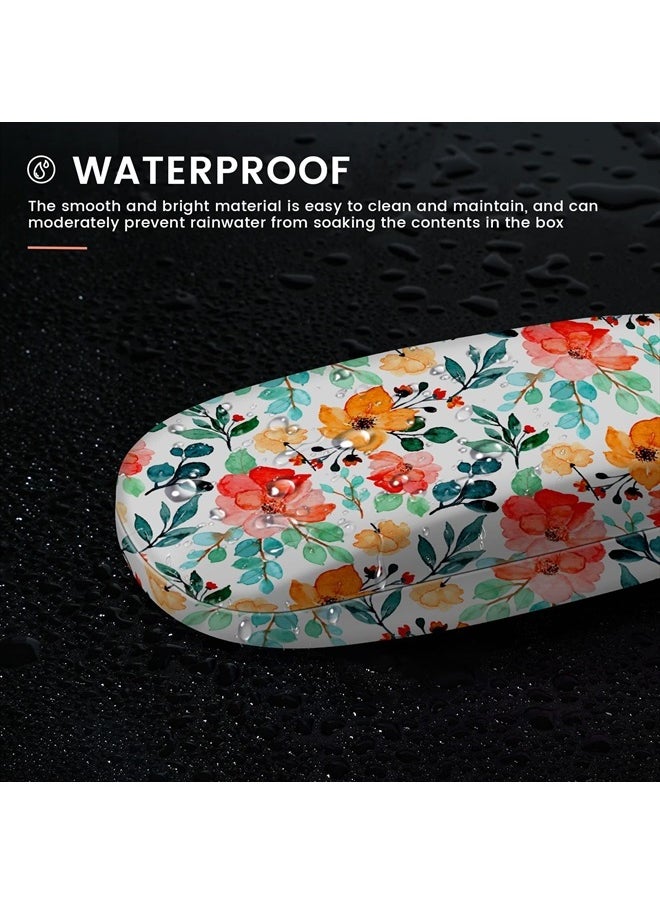 molshine - Hard Shell PU Leather Glasses Case,Travel Portable Eyeglass Case for Men Women Girl Travel Study Work (Flower) - Image 1