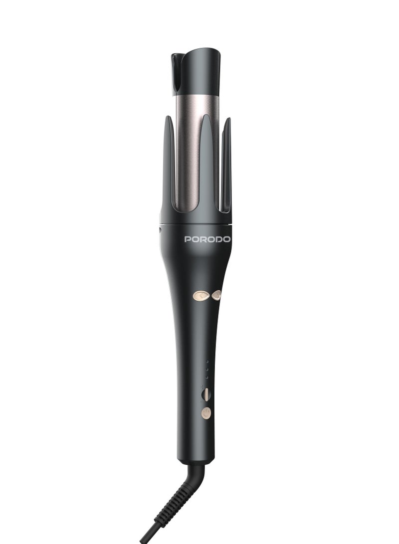porodo Automatic 2-in-1 Hair Styler/ Intelligent Hair Curler & Straightener with Automatic Rotating Technology/3 Temperature Levels, Ceramic Coating & PTC Fast Heating / Intelligent Hair Styler - Black - Image 1