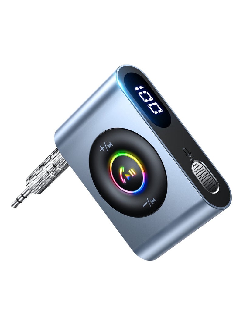 Y&D Bluetooth 5.3 AUX Adapter for Car, Enhanced Mic & LED Digital Display Noise Cancelling, 3.5mm Wireless Audio Receiver Car Stereo, Home 22H Battery Life  - Image 1