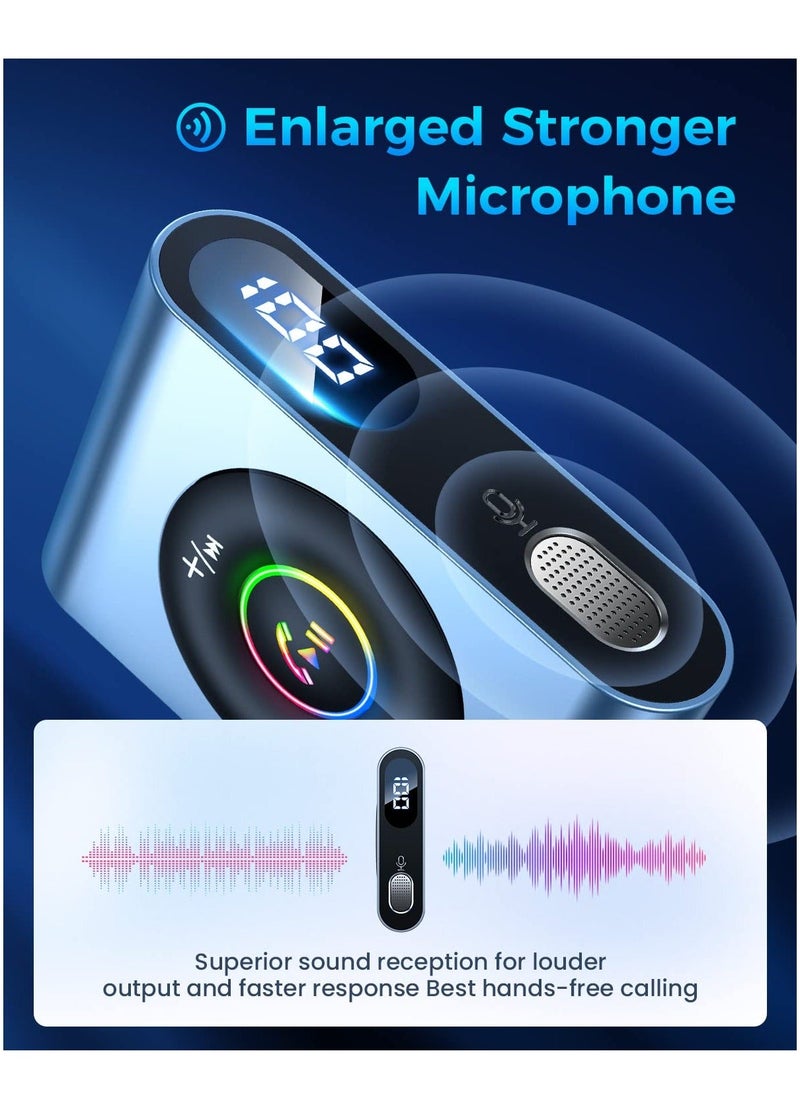 Y&D Bluetooth 5.3 AUX Adapter for Car, Enhanced Mic & LED Digital Display Noise Cancelling, 3.5mm Wireless Audio Receiver Car Stereo, Home 22H Battery Life  - Image 5