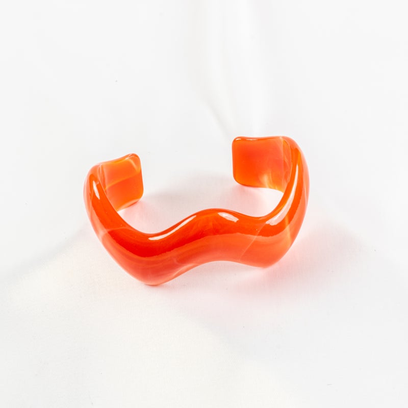 أسورة أكريليك باللون البرتقالي الرخامي - Image 2