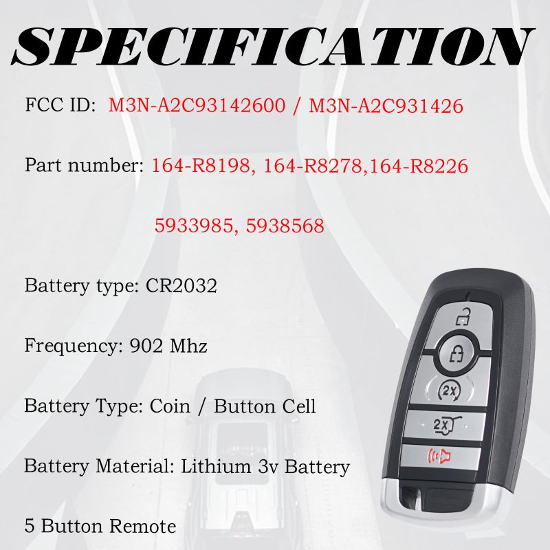 MechanMagic Key Fob Replacement Compatible with Ford Explorer Expedition 2018-2022 Edge 2017-2022 Escape Lincoln Navigator 2020- Aviator Corsair Push Start Keyless Entry Remote Start 164-R8198 164-R8278 164-R8226 - Image 2
