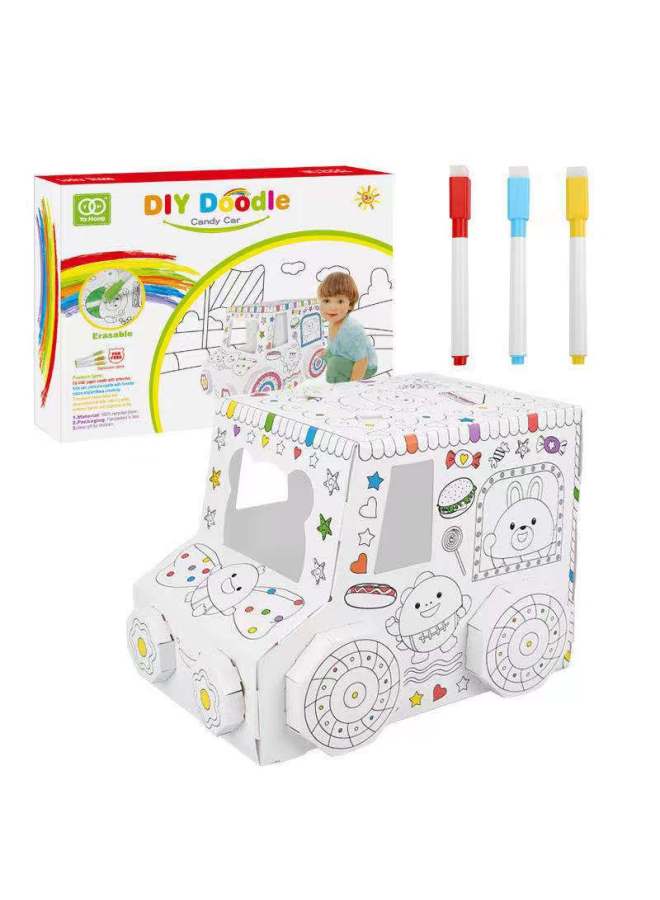 3D Three-dimensional Graffiti Assembled Carton Toys DIY Assembled Painting Painted Cartoon Car Model Boys And Girls Toys-Color:Z029A Mongolian House - Image 4