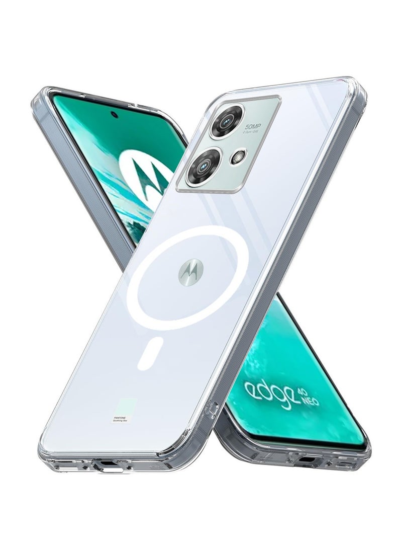 Techie حافظة موتورولا إيدج 40 نيو الشفافة مع ماغسيف - غلاف نحيف، مضاد للاصفرار مع حماية عدسة الكاميرا، حامل مغناطيسي متوافق - Image 1