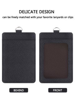 وهاواي Leather Badge Holder and Adjustable Retractable Lanyards, 2 Pack Quick Release Buckle and Safety Breakaway Lanyards with Swivel Metal Clasp for Offices, Staff, Employees, Students Black  - Image 2