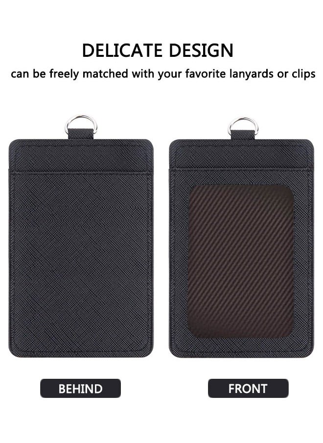 HAWAWA Leather Badge Holder and Adjustable Retractable Lanyards, 2 Pack Quick Release Buckle and Safety Breakaway Lanyards with Swivel Metal Clasp for Offices, Staff, Employees, Students Black  - Image 2