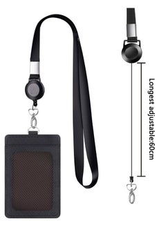 وهاواي Leather Badge Holder and Adjustable Retractable Lanyards, 2 Pack Quick Release Buckle and Safety Breakaway Lanyards with Swivel Metal Clasp for Offices, Staff, Employees, Students Black  - Image 4