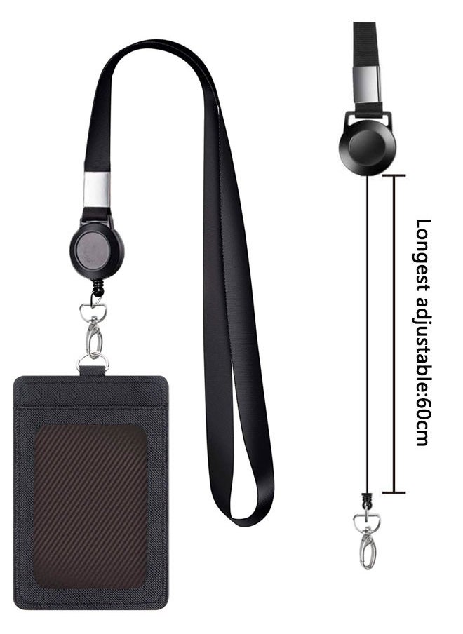 HAWAWA Leather Badge Holder and Adjustable Retractable Lanyards, 2 Pack Quick Release Buckle and Safety Breakaway Lanyards with Swivel Metal Clasp for Offices, Staff, Employees, Students Black  - Image 4