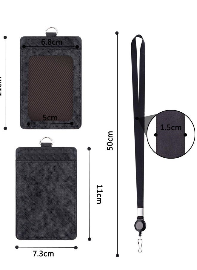 HAWAWA Leather Badge Holder and Adjustable Retractable Lanyards, 2 Pack Quick Release Buckle and Safety Breakaway Lanyards with Swivel Metal Clasp for Offices, Staff, Employees, Students Black  - Image 3