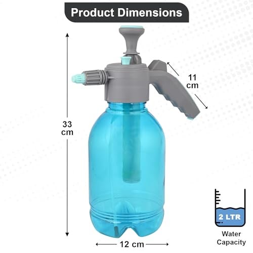 ORILEY 2L Multifunctional Manual Garden Sprayer Pressure Water Pump Bottle Handheld Mist Spray for Flowers Plant Watering Car Glass Home Cleaning (Blue) - Image 3