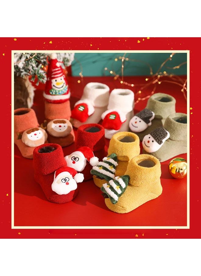 3 Pair Baby Christmas Socks Baby Non Slip Socks Cartoon Thicken Floor Socks for Baby Boys Girls Fluffy Cuddly Funny Socks