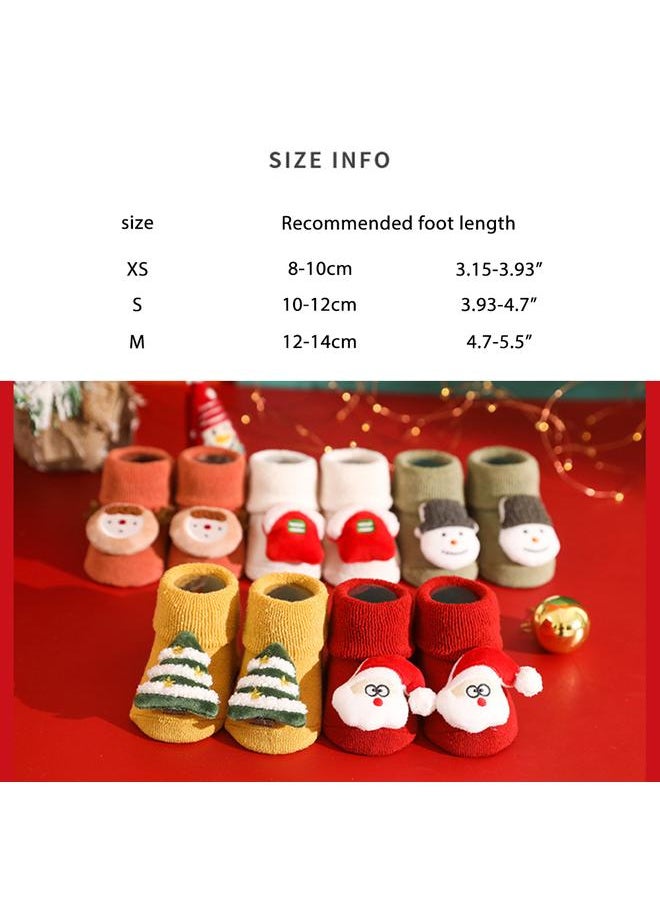 3 Pair Baby Christmas Socks Baby Non Slip Socks Cartoon Thicken Floor Socks for Baby Boys Girls Fluffy Cuddly Funny Socks