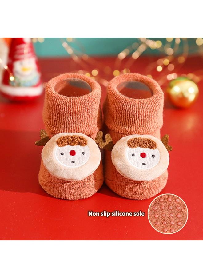 3 Pair Baby Christmas Socks Baby Non Slip Socks Cartoon Thicken Floor Socks for Baby Boys Girls Fluffy Cuddly Funny Socks