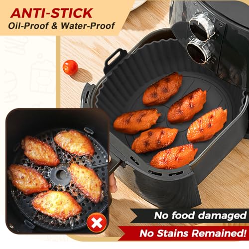 Buauty Beauty 3 Pack Air Fryer Liners - 8 Inch Silicone Pot, Reusable Food Grade, Baking Basket Accessories, Replacement for Flammable Disposable Parchment Paper - Image 3