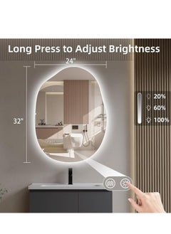 Vparty Vparty LED Bathroom Mirror with Lights 24"x32", Stepless Dimmable Irregular LED Mirror with 3 Color Temperature Options (Warm, Cool, Neutral), Anti-Fog, Shatter-Proof, Memory Function, Frameless Makeup Mirror for Bathroom, Vanity, Dressing Area, Modern LED Backlit Mirror, Wall-Mounted  - Image 2