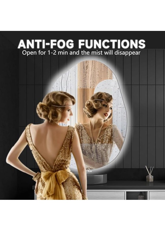Vparty - Vparty LED Bathroom Mirror with Lights 24"x32", Stepless Dimmable Irregular LED Mirror with 3 Color Temperature Options (Warm, Cool, Neutral), Anti-Fog, Shatter-Proof, Memory Function, Frameless Makeup Mirror for Bathroom, Vanity, Dressing Area, Modern LED Backlit Mirror, Wall-Mounted - Image 1