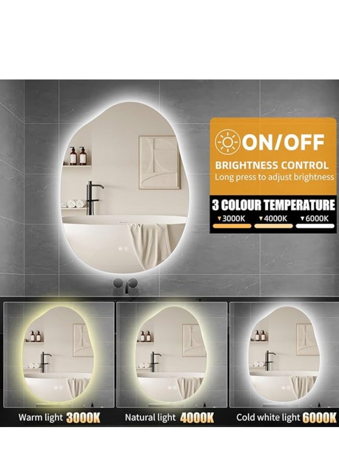 Vparty - Vparty LED Bathroom Mirror with Lights 24"x32", Stepless Dimmable Irregular LED Mirror with 3 Color Temperature Options (Warm, Cool, Neutral), Anti-Fog, Shatter-Proof, Memory Function, Frameless Makeup Mirror for Bathroom, Vanity, Dressing Area, Modern LED Backlit Mirror, Wall-Mounted - Image 1