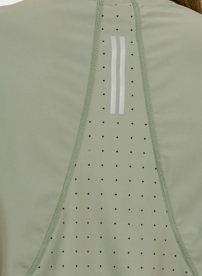 Styli Lasercut & Back Reflective Stripe Detail Short Sleeves Top