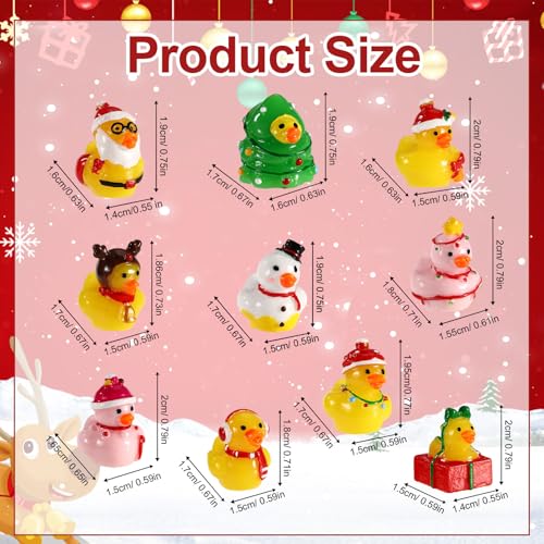 Sinbana 100pcs Mini Resin Christmas Ducks Bulk Assorted Tiny Winter Ducks Figurines Little Small Miniature Duck Figures Decoration for Xmas Holiday Decorations Christmas Stocking Stuffers Party Favors Gifts - Image 5