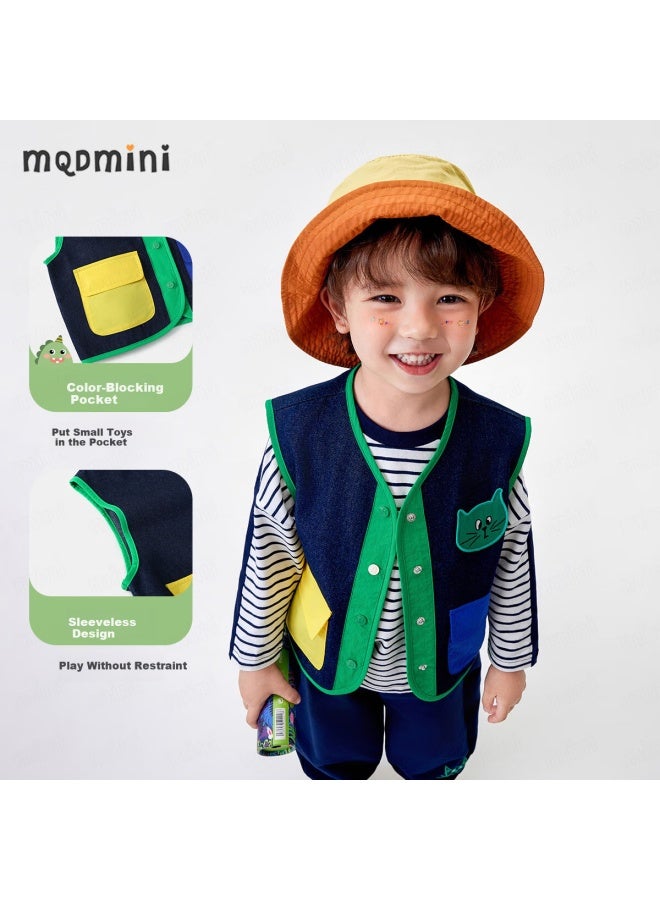 Mqdmini Children's Denim Vest, Spring And Autumn Boys And Girls Waistcoat, Inner Or Outer Wear, Sleeveless Jacket, Three-color Functional Vest - Image 3