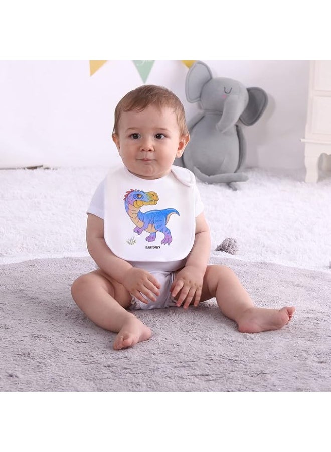 Maiwaput Maiwa 6 Pack Waterproof Cotton Baby Bibs for Girls Boys for Drooling Eating with Snaps Multixwbdino - Image 4