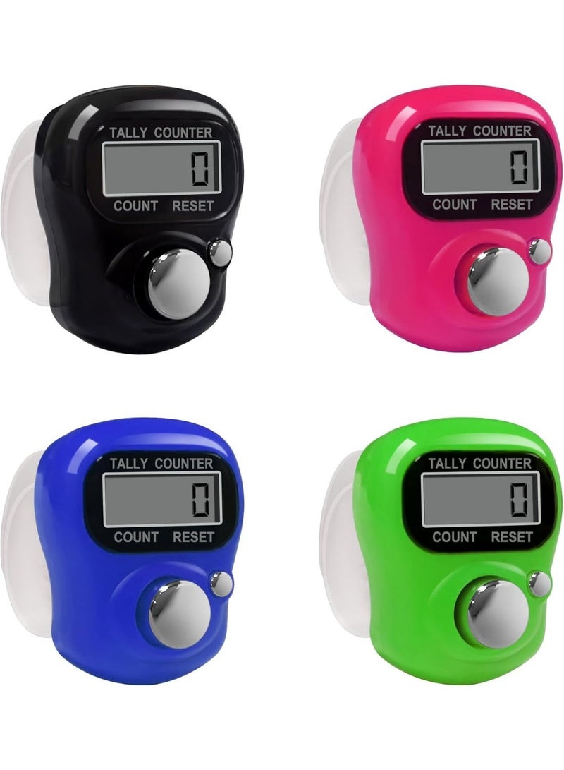 MJZ 4PCS Electronic Ring Finger Counter, Praise Digital Finger Counter Prayer Reminder Ring Resettable 5 Digit LCD Electronic Digital Display Finger Hand Tally Counter Counting for Golf, Goods Counting, Lap & Knitting - Image 1