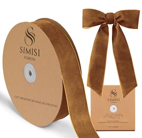 SIMISI RIBBON Copper Velvet Ribbon 1.5'' 25 Yards for Christmas Tree, Gift Wrapping, Flower Bouquet, Wreath Decorations, Bow Making - Image 1