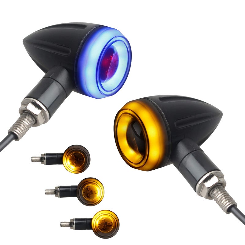 إشارات دوران متسلسلة NTHREEAUTO LED قابلة للتبديل للدراجات النارية مؤشرات عالمية على شكل رصاصة متوافقة مع هارلي هوندا كاواساكي ياماها سوزوكي للطرق الوعرة