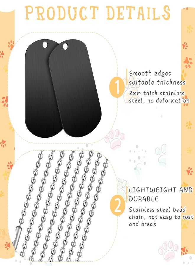 Yinkin 60 Pieces Military Dog Tags Set Include 30 Pieces Stainless Steel Blank Dog Tag 30 Pieces Stainless Steel Chains for DIY Craft(Black) - Image 3