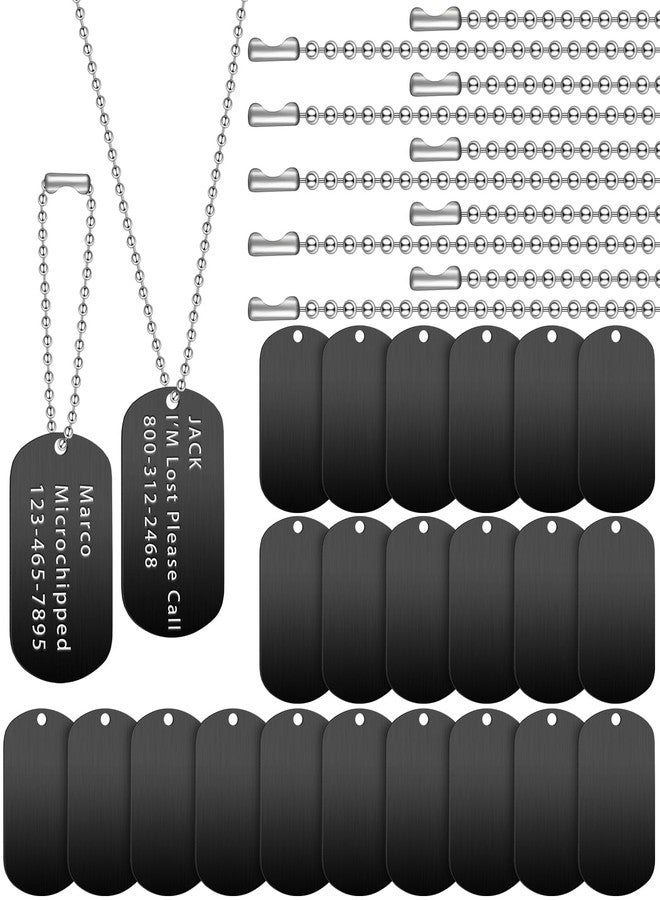 Yinkin 60 Pieces Military Dog Tags Set Include 30 Pieces Stainless Steel Blank Dog Tag 30 Pieces Stainless Steel Chains for DIY Craft(Black) - Image 1