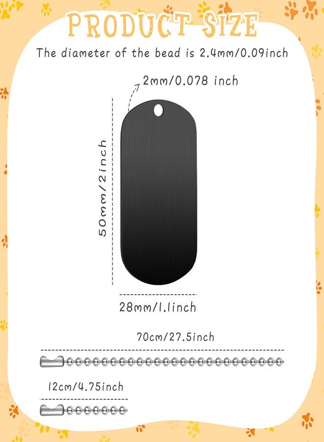 Yinkin 60 Pieces Military Dog Tags Set Include 30 Pieces Stainless Steel Blank Dog Tag 30 Pieces Stainless Steel Chains for DIY Craft(Black) - Image 2
