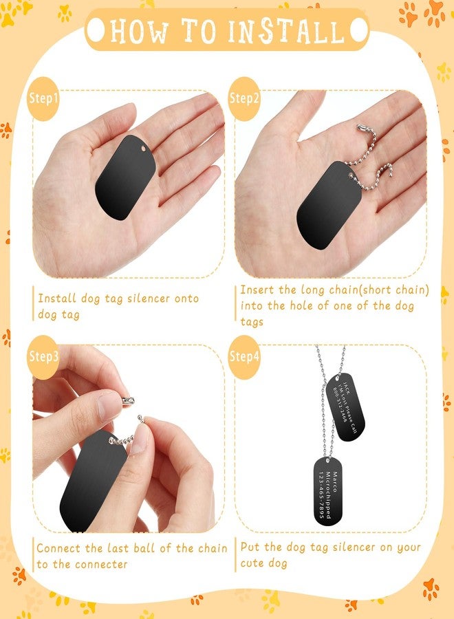Yinkin 60 Pieces Military Dog Tags Set Include 30 Pieces Stainless Steel Blank Dog Tag 30 Pieces Stainless Steel Chains for DIY Craft(Black) - Image 4