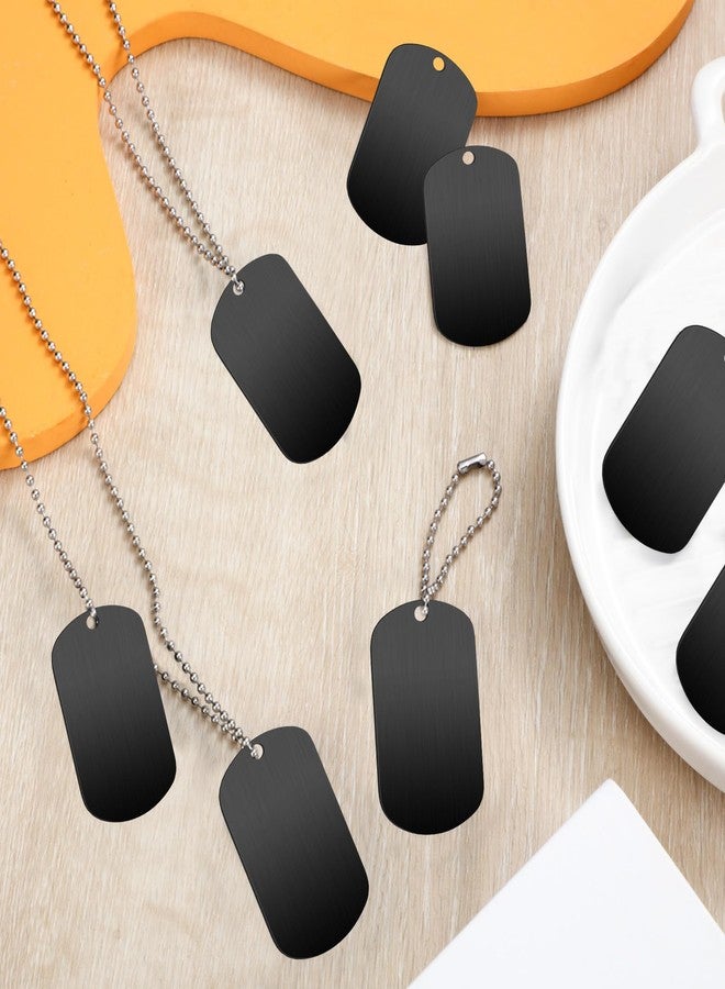 Yinkin 60 Pieces Military Dog Tags Set Include 30 Pieces Stainless Steel Blank Dog Tag 30 Pieces Stainless Steel Chains for DIY Craft(Black) - Image 5