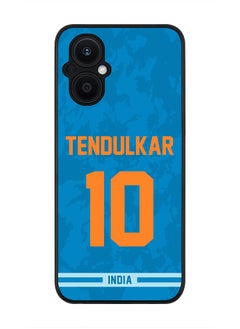 Rugged Black Edge Case for Oppo Reno7 Z , Slim fit Soft Case Flexible Rubber Edges Thin Cover - Player Name - Sachin Tendulkar, Jersey Number- 10