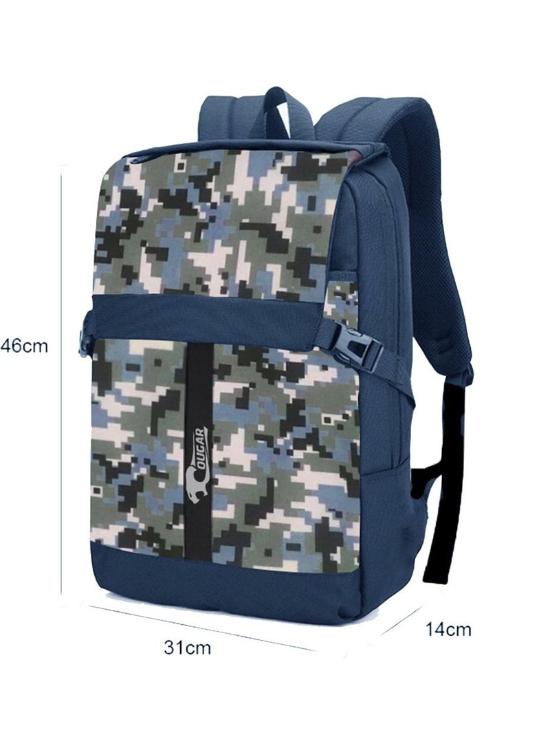 Cougar new fashion smart backpack for travel business conference high quality backpack bag up to 17" inch- S35 camouflage (blue)