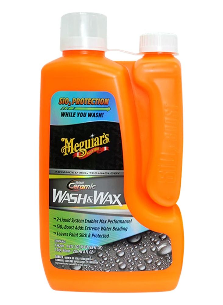 Meguiar's غسول وشمع هجين سيراميك G210256 - 1.41 لتر شامبو هجين سيراميك - 236 مل تعزيز سيراميك (SiO2) - Image 1