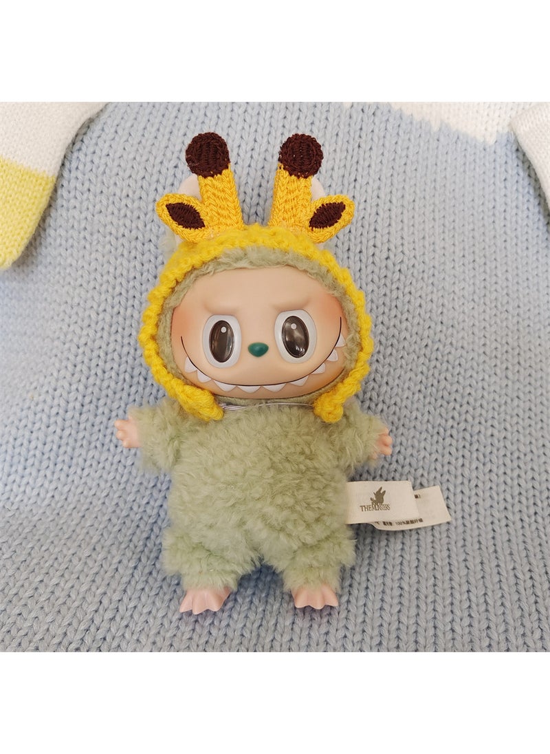 Labubu Knit Hairband Doll Outfit Set Elacite Knit Giraffe Ears Headwear 