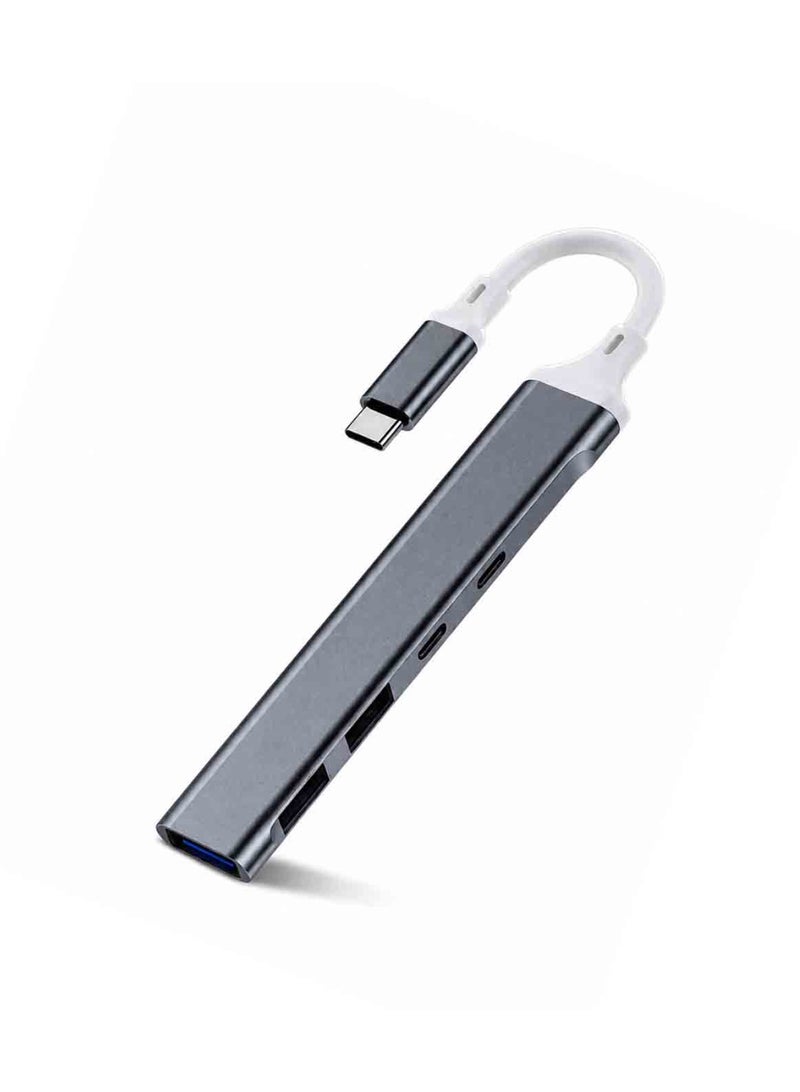 لاكوز محول USB Type-C متعدد المنافذ 5 في 1 مع 3 منافذ USB 3.0، منفذ شحن سريع، قاعدة نقل بيانات، محول متعدد المنافذ لأجهزة الكمبيوتر المحمولة والهواتف الذكية - Image 1
