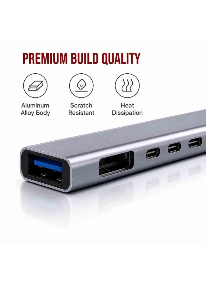 لاكوز محول USB Type-C متعدد المنافذ 5 في 1 مع 3 منافذ USB 3.0، منفذ شحن سريع، قاعدة نقل بيانات، محول متعدد المنافذ لأجهزة الكمبيوتر المحمولة والهواتف الذكية - Image 3