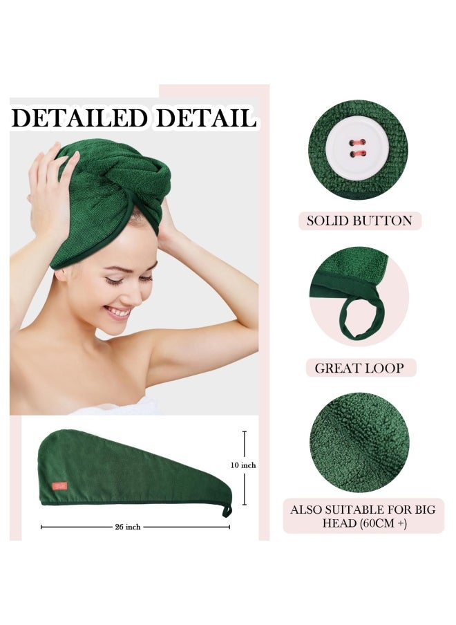 YoulerTex - Youlertex Ultra Plush Microfiber Hair Towel Wrap For Women  2 Pack 10 Inch X 26Inch Purple  Ultra Absorbent Twist Hair Turban Drying Cap Hair Wrap  For Drying Curly  Long And Thick Hair  Emerald - Image 1