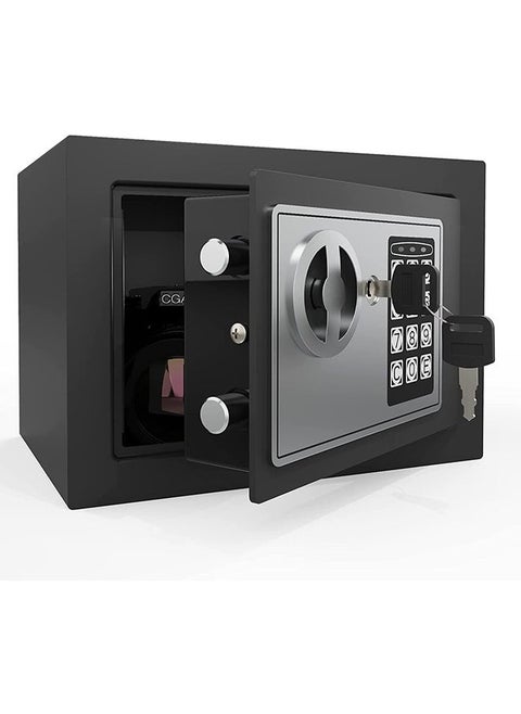 Mini black safe,electronic digital keypad lock,equipped with two keys,suitable for home/office/hotel (Black)