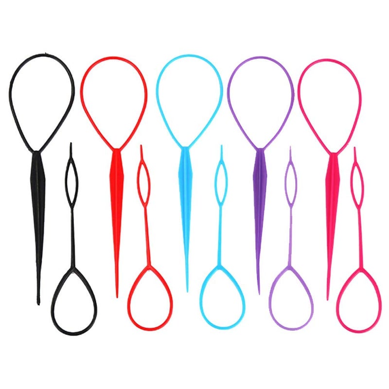 Qleng Hair Braid Accessories Ponytail Maker, 5 Pairs Plastic Topsy Hair Tail Tools French Braid Accessories Loop Hair Kit for Hair Styling